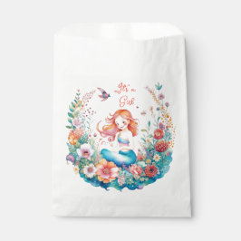 女の子の人魚をテーマにした赤ちゃんシャワー フェイバーバッグ
