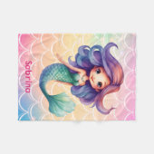 女の子の人魚 フリースブランケット (正面(横))