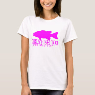 女の子の低音の魚釣りの女性スパゲッティ上 Tシャツ