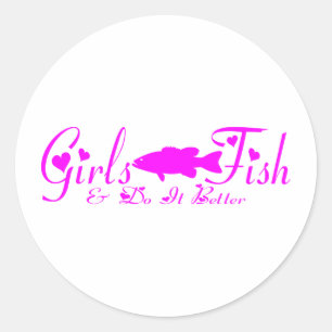 女の子の低音の魚釣り ラウンドシール