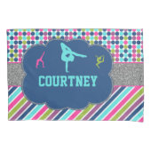 女の子の体操のパーソナライズなモノグラムの名前 枕カバー (正面)