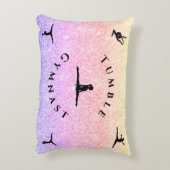 女の子の体操の枕 – レインボー – 名前をカスタムする アクセントクッション (裏面(縦))