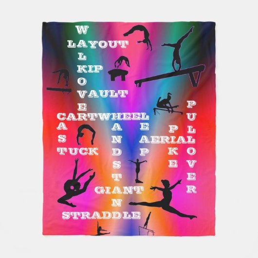 女の子の体操スキルクロスワードカラフル フリースブランケット (正面)