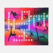 女の子の体操スキルクロスワードカラフル フリースブランケット (正面(横))