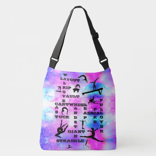 女の子の体操スキルクロスワードパーソナライズされた クロスボディバッグ (正面)