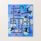 女の子の体操スキルクロスワードブルー ジグソーパズル (縦)