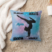 女の子の体操フロア、バー、ビーム、ボールトパステル クッション (ブランケット)