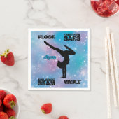 女の子の体操フロア、バー、ビーム、ボールトパステル スタンダードカクテルナプキン (インサイチュ)