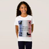 女の子の体操、馬、グリッター愛国心 Tシャツ (正面フル)
