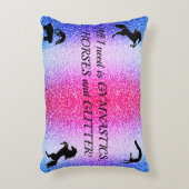 女の子の体操、馬、グリッター パーソナライズされた アクセントクッション (正面(垂直))