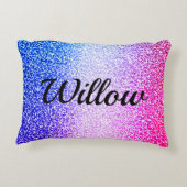 女の子の体操、馬、グリッター パーソナライズされた アクセントクッション (裏面)