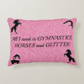 女の子の体操、馬、グリッター パーソナライズされた アクセントクッション (正面)