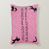 女の子の体操、馬、グリッター パーソナライズされた アクセントクッション (正面(垂直))