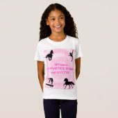 女の子の体操、馬、グリッターTシャツ Tシャツ (正面フル)