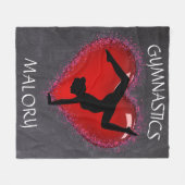 女の子の体操Chalkboardハート(名前あり) フリースブランケット (正面(横))