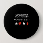 女の子の傾斜の演劇のトランプのポーカーのTシャツの白 缶バッジ (正面)