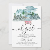 女の子の冒険が荒野を始める赤ちゃんシャワー 招待状 (正面)