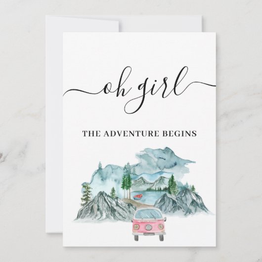 女の子の冒険が荒野を始める赤ちゃんシャワー 招待状 (裏面)