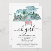 女の子の冒険が荒野を始める赤ちゃんシャワー 招待状 (正面/裏面)