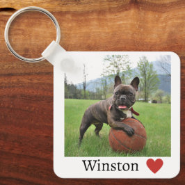 女の子の写真と名前ドッグフランスのブルドッグ キーホルダー