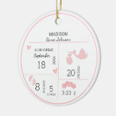 女の子の写真のパーソナライズされた誕生のお知らせ セラミックオーナメント (左)