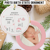 女の子の写真のパーソナライズされた誕生のお知らせ セラミックオーナメント