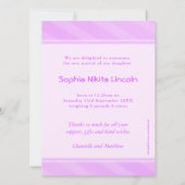 女の子の写真のベビー生まれたばかりのピンク 案内状 (裏面)