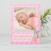 女の子の写真のベビー生まれたばかりの告知カードだ 案内状 (スタンド正面)