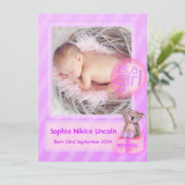 女の子の写真のベビー生まれたばかりの告知カードだ 案内状 (スタンド正面)
