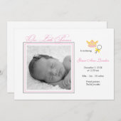 女の子の写真の誕生の発表-小さいプリンセス 案内状 (正面/裏面)