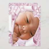 女の子の写真カスタムピンクグリッター赤ちゃんシャワー 招待状 (正面/裏面)