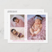 女の子の写真コラージュの台本誕生のお知らせ ポストカード (正面/裏面)