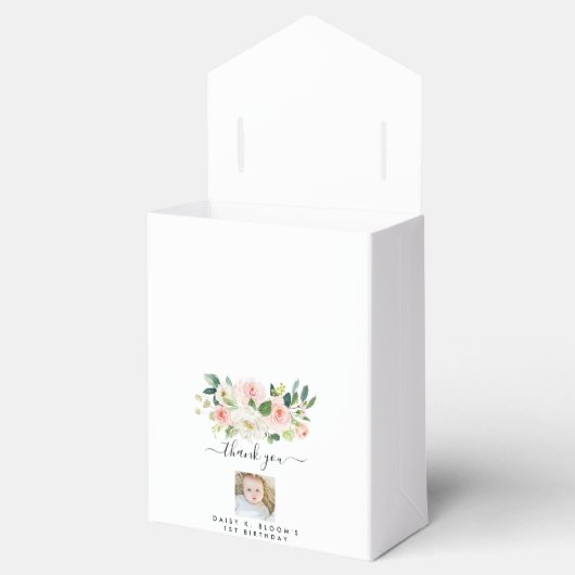 女の子の写真1番目の誕生日 フェイバーボックス (オープン)