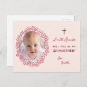 女の子の写真 ピンクと赤の花柄の ゴッドマザー への提案 シーズンポストカード (正面/裏面)