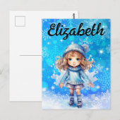 女の子の冬のアイススケート フィギュアスケート スノーフレーク ポストカード (正面/裏面)