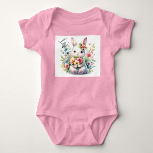 女の子の初めてのイースター  名前  かわいいベビー服 ベビーボディスーツ (正面)