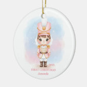 女の子の初めてのクリスマス ピンクのくるみ割り人形 写真 セラミックオーナメント (左)