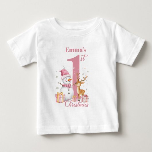 女の子の初めてのクリスマス プリントTシャツ ベビーTシャツ (正面)