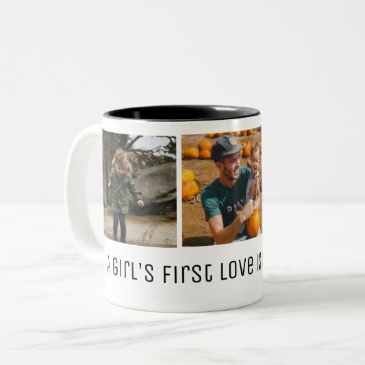 女の子の初めての愛のお父さんの日写真 ツートーンマグカップ (正面左)