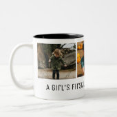 女の子の初めての愛のお父さんの日写真 ツートーンマグカップ (左)