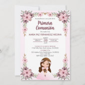 女の子の初めての聖体拝領の招待状 女の子のファーストコミュニオン 招待状 (正面)