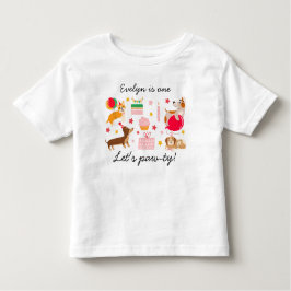 女の子の初めての誕生日おめでとう！かわいいパーティードッグ トドラーTシャツ