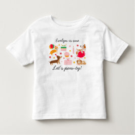 女の子の初めての誕生日おめでとう！かわいいパーティー犬 トドラーTシャツ