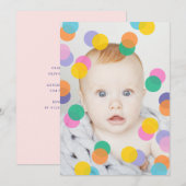 女の子の初めての誕生日写真のコンフェッティ 招待状 (正面/裏面)
