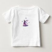 女の子の初めての誕生日 ラベンダー色の蝶々 ウォーターカラー ベビーTシャツ (裏面)