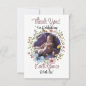 女の子の初めての誕生日 春の蝶 サンキューカード (正面)