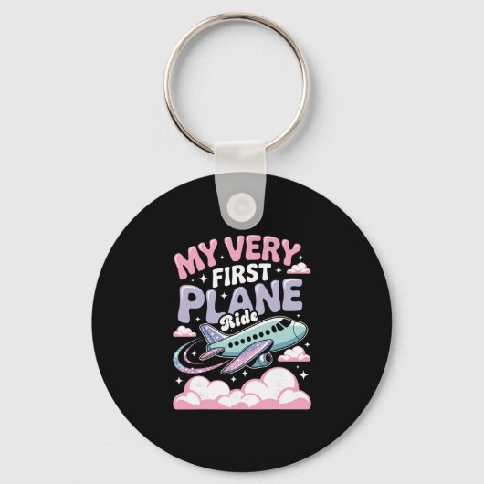 女の子の初フライト 子供の初めての飛行機 キーホルダー (正面)