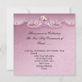 女の子の初聖体拝領 ピンクの十字架 招待状 (裏面)