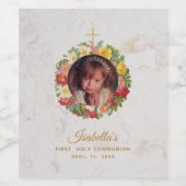 女の子の初聖体拝領 マルブル写真 ローズの花輪 ワインラベル (シングルラベル)