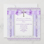 女の子の初聖体拝領 十字架 ラベンダー色3 招待状 (裏面)